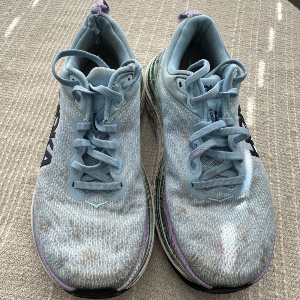 Hoka Sky Blue Sneakers with Mint and Lavender Accents - Picture 5 of 6